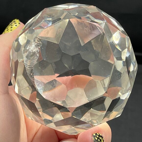 Multi-Faceted Clear Glass Lead Crystal Sphere Teardrop Prism Paperweight - Picture 5 of 9